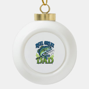 Reel Great Dad Bass Fishing Vintage Vector Design_ Ceramic Ball Christmas Ornament