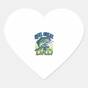 Reel Great Dad Bass Fishing Vintage Vector Design_ Heart Sticker