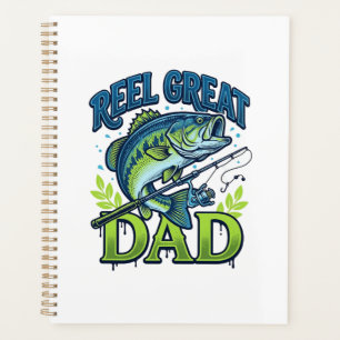 Reel Great Dad Bass Fishing Vintage Vector Design_ Planner