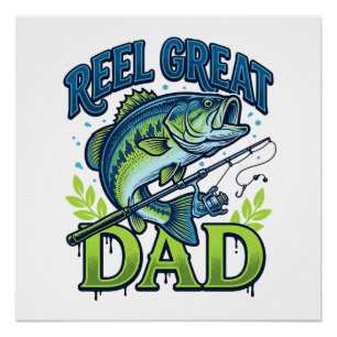 Reel Great Dad Bass Fishing Vintage Vector Design_ Poster