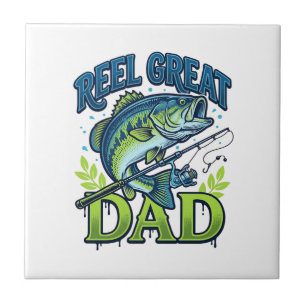 Reel Great Dad Bass Fishing Vintage Vector Design_ Tile