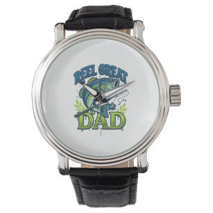 Reel Great Dad Bass Fishing Vintage Vector Design_ Watch