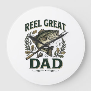 Reel Great Dad Vintage Fishing Father’s Day Large Clock