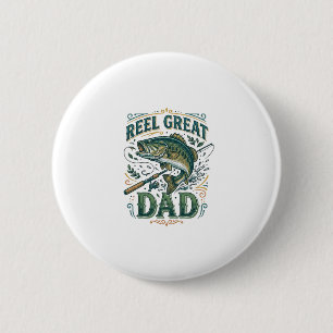 Reel Great Dad Vintage Fishing Father Shirt Design 6 Cm Round Badge