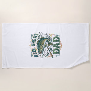 Reel Great Dad Vintage Fishing Father Shirt Design Beach Towel
