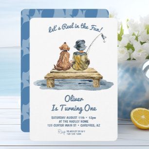 Reel In The Fun Fishing Boy 1st Birthday Invitation
