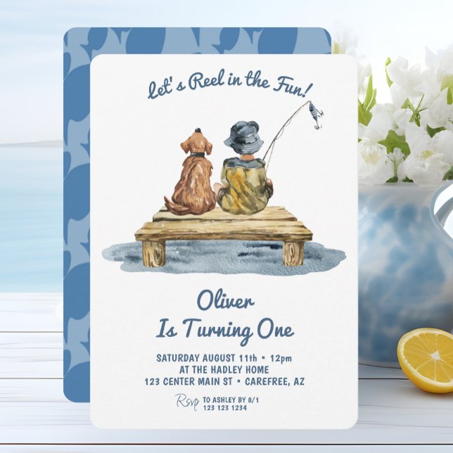 Reel In The Fun Fishing Boy 1st Birthday Invitation (Creator Uploaded)