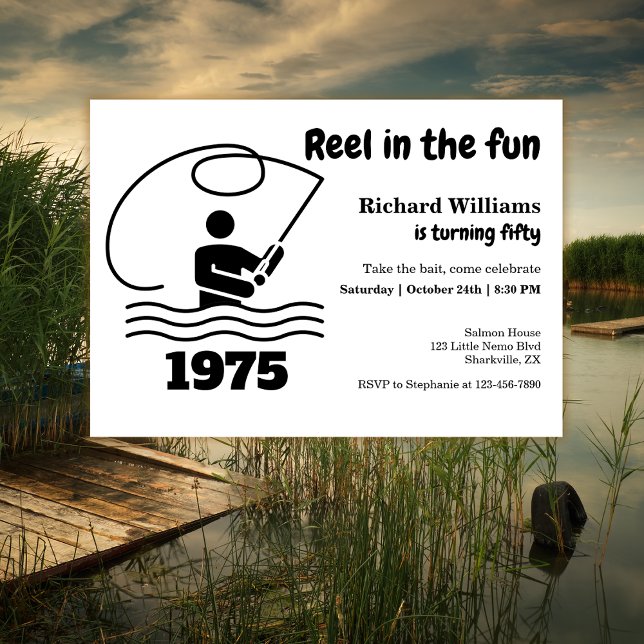 Reel in the Fun Modern Fisherman 50th Birthday Invitation (Creator Uploaded)
