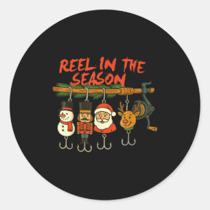 Reel In The Season Fishmas Santa Fishing Fisherman Classic Round Sticker