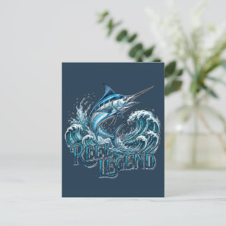 Reel Legend Marlin Ocean Fishing Design Postcard