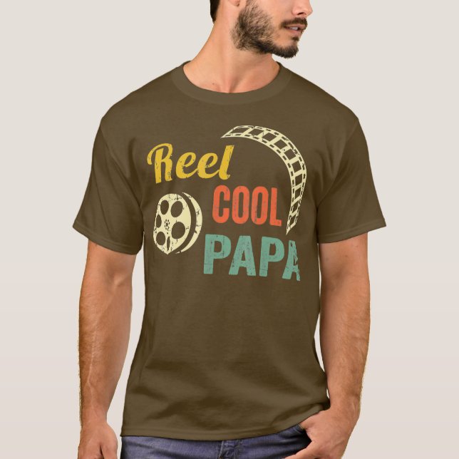 Reel Papa Cool Movie Lover Gift Projectionist T-Shirt (Front)