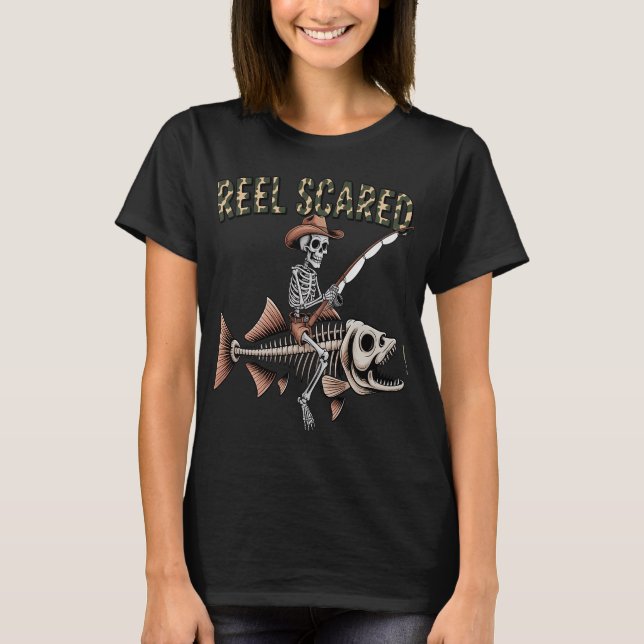 Reel Scared Halloween Fishing T-Shirt (Front)