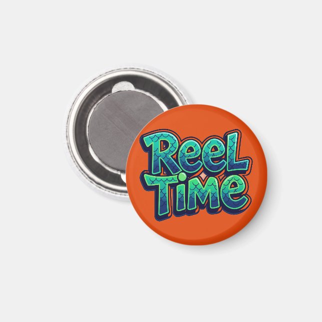 Reel Time Fishing Funny Pun Gift for Fisherman Magnet (Front/Back)