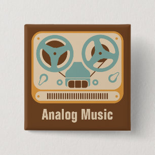Reel to Reel ❝Analogue Music❞ Tape Recorder 15 Cm Square Badge