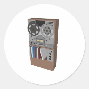 Reel to Reel Tape Player: 3D Model: Classic Round Sticker