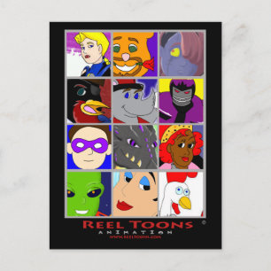 Reel Toons Collage Postcard