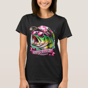 Reel Vintage Girls Fish Lady Fishing Fisher Bass F T-Shirt