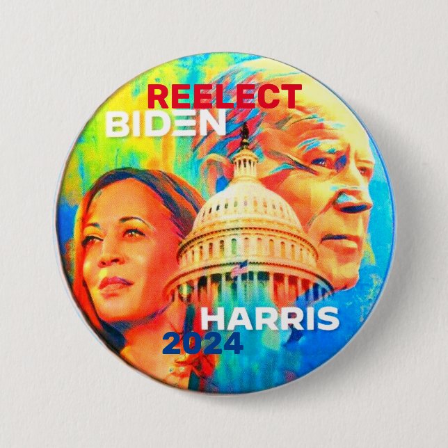 Reelect Biden Harris 2024 7.5 Cm Round Badge (Front)