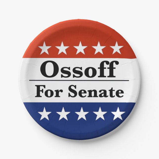 Reelect Georgia Senator Jon Ossoff in 2026 Paper Plate (Front)