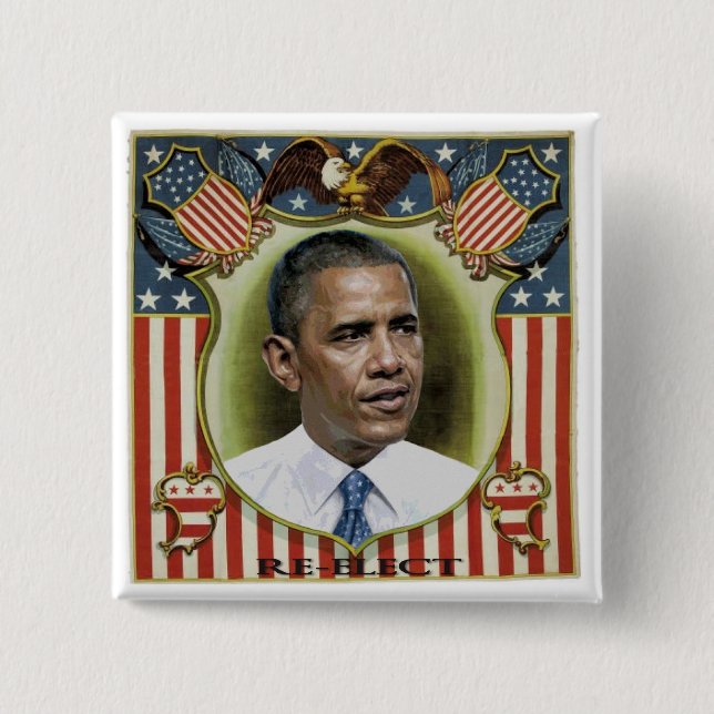 Reelect Obama 15 Cm Square Badge (Front)