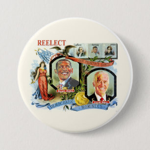 Reelect Obama Biden Democrat Nominees 7.5 Cm Round Badge