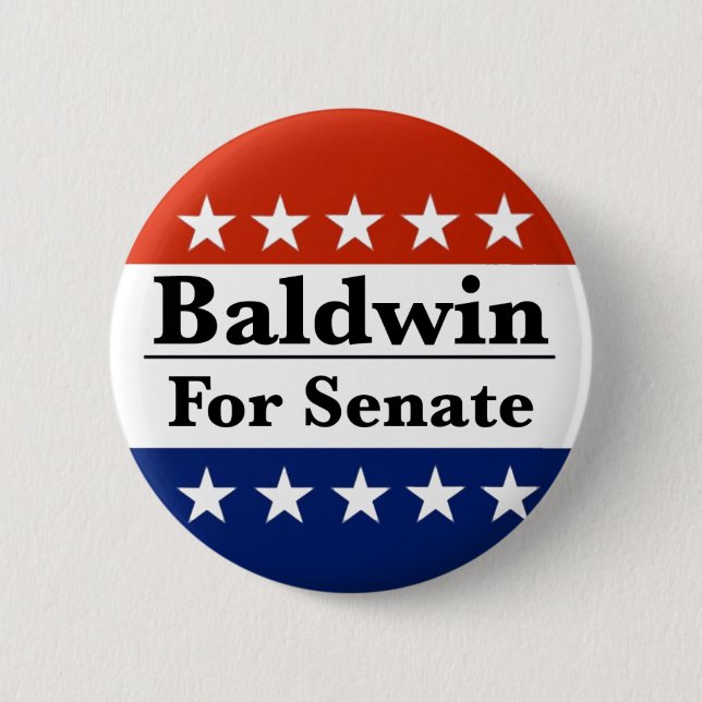 Reelect Tammy Baldwin to U.S. Senate 2024 6 Cm Round Badge (Front)