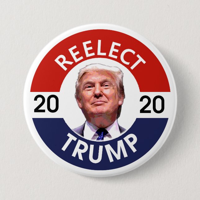 REELECT TRUMP 2020 7.5 CM ROUND BADGE (Front)