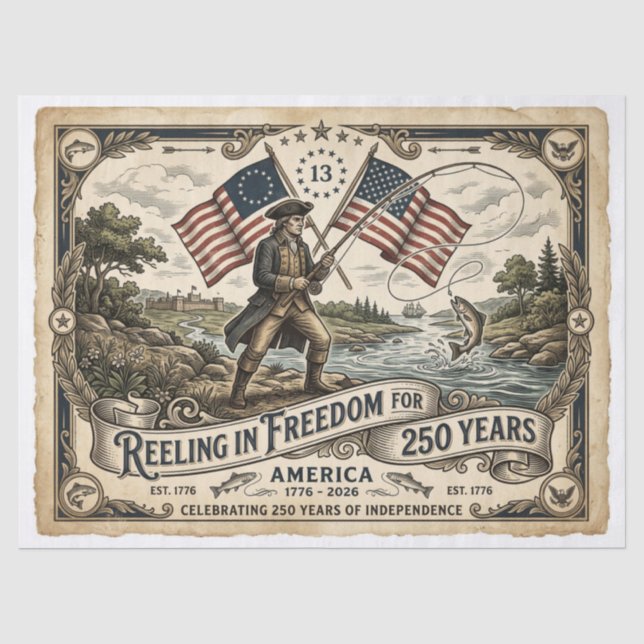 Reeling in Freedom for 250 Years Tissue Paper (Front)
