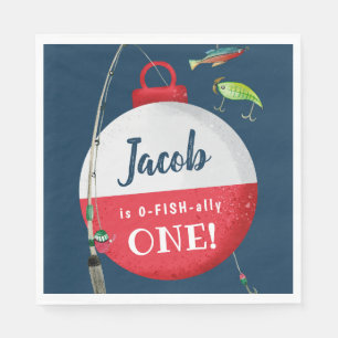 Reeling in the big ONE Fishing Birthday  Napkin