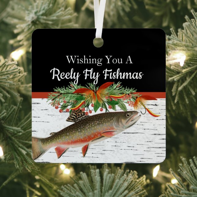  Reely Fly Fishmas  Fishing Christmas heart Orname Metal Tree Decoration (Insitu)