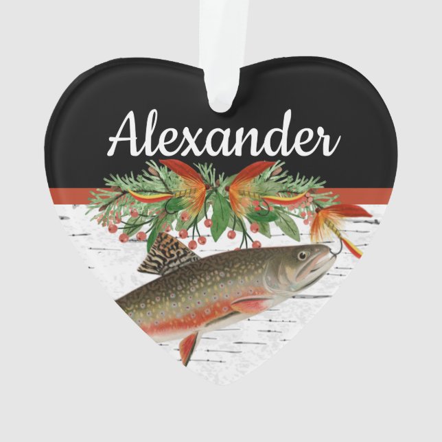  Reely Fly Fishmas  Fishing Christmas heart Ornament (Back)