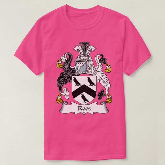 Rees Coat of Arms Family Crest  T-Shirt (Design Front)