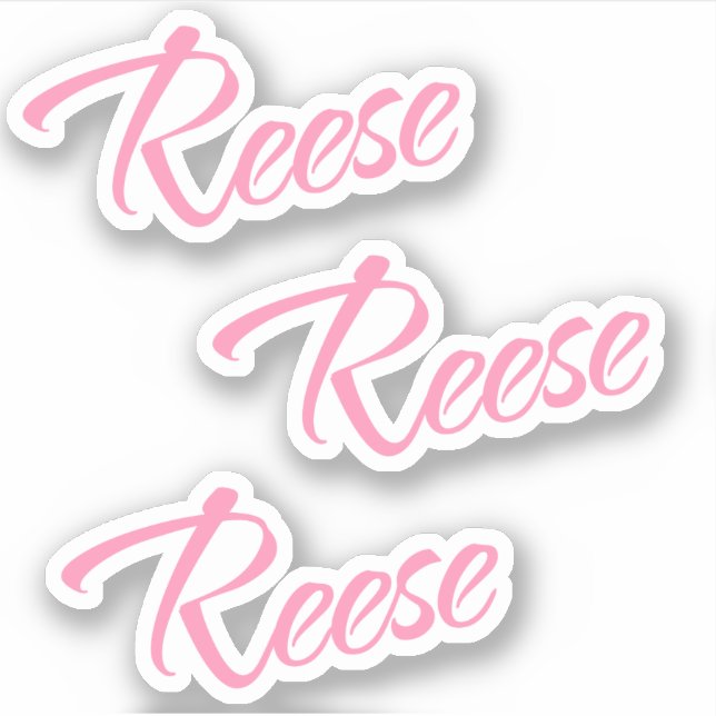Reese Decorative Name in Pink x3 Sticker (Front)