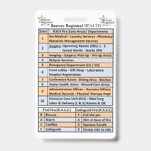Reeves Regional Health Fire Zones ID Badge