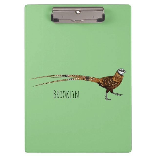 Reeves's pheasant bird cartoon illustration clipboard (Front)