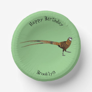 Reeves's pheasant bird cartoon illustration  paper plate