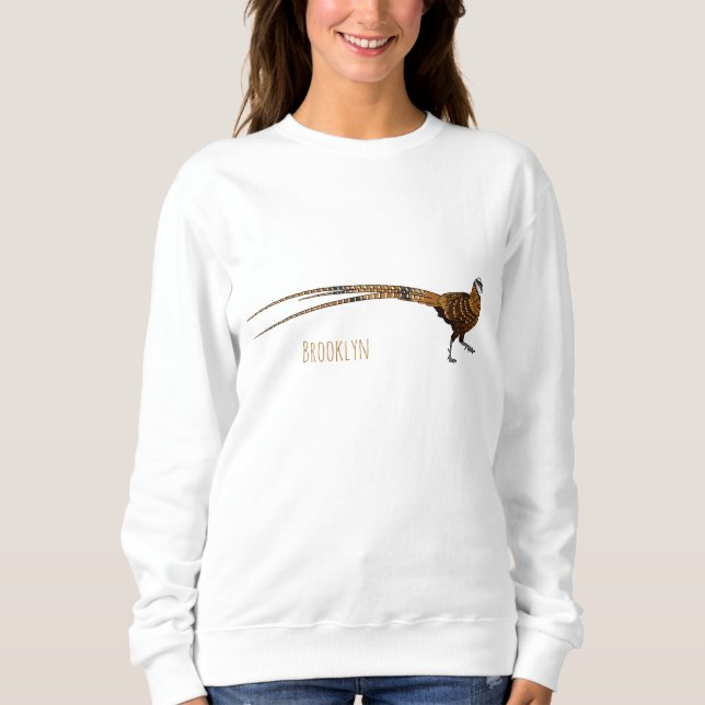 Reeves's pheasant bird cartoon illustration  sweatshirt (Front)