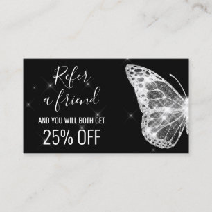 refer a friend black butterfly referral card