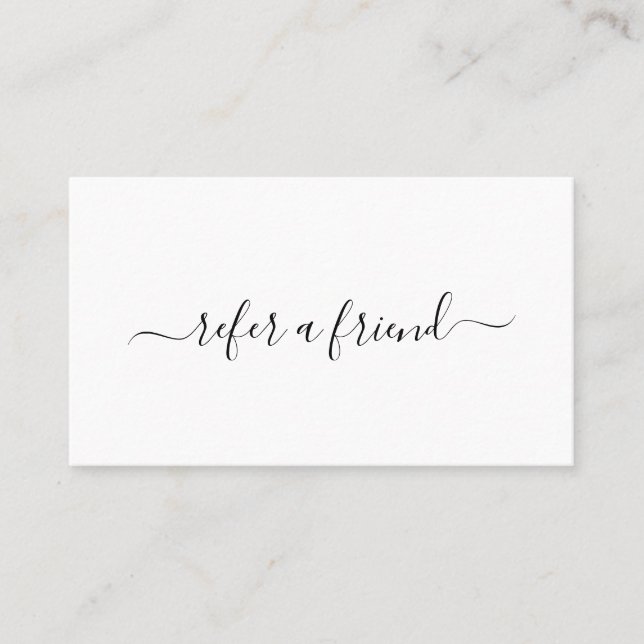 Refer a Friend Black White Beauty Salon Elegant Referral Card (Front)