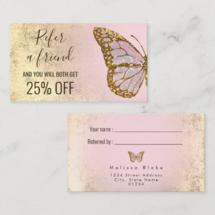 refer a friend butterfly logo business card