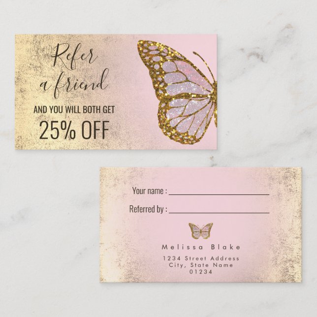 refer a friend butterfly logo business card (Front/Back)