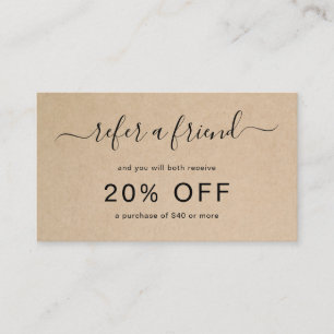 Refer a Friend Elegant Script Brown Rustic Referral Card