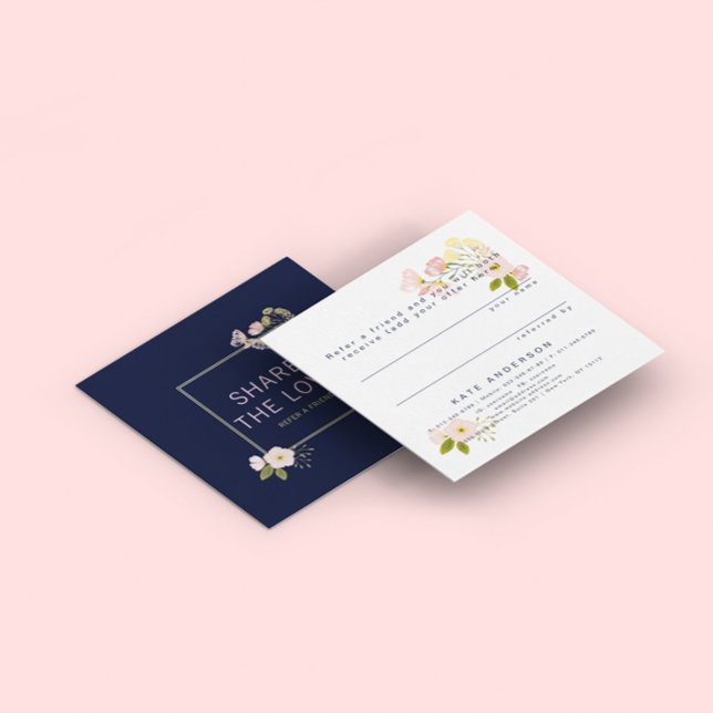 Refer a Friend Floral Referral Salon Client Card (Creator Uploaded)