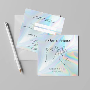 Refer a Friend Holographic Beauty and Makeup Referral Card