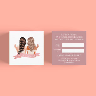 Refer a Friend Makeup Artist Beauty Salon Hair Referral Card