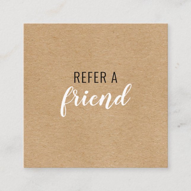 Refer A Friend Rustic Kraft Referral Card (Front)