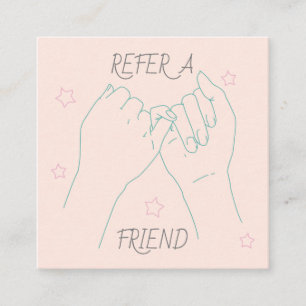 Refer a friend soft pastel cute hands illustration referral card