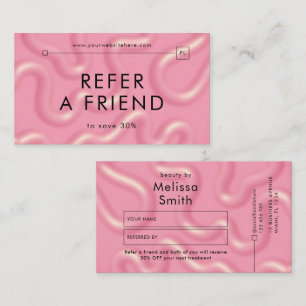 Refer a Friend Trendy Pink Abstract Spa Salon Referral Card