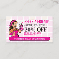 Refer Friend Pink Cartoon Maid House Cleaning