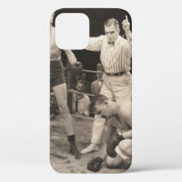 Referee counting over boxer in ringboxing, vintage